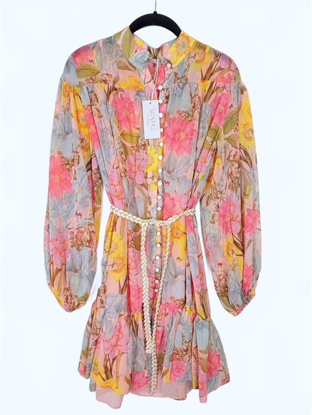 We're All Pretty Girls WAPG Floral Chiffon Button Front Mini Dress NWT Size Med